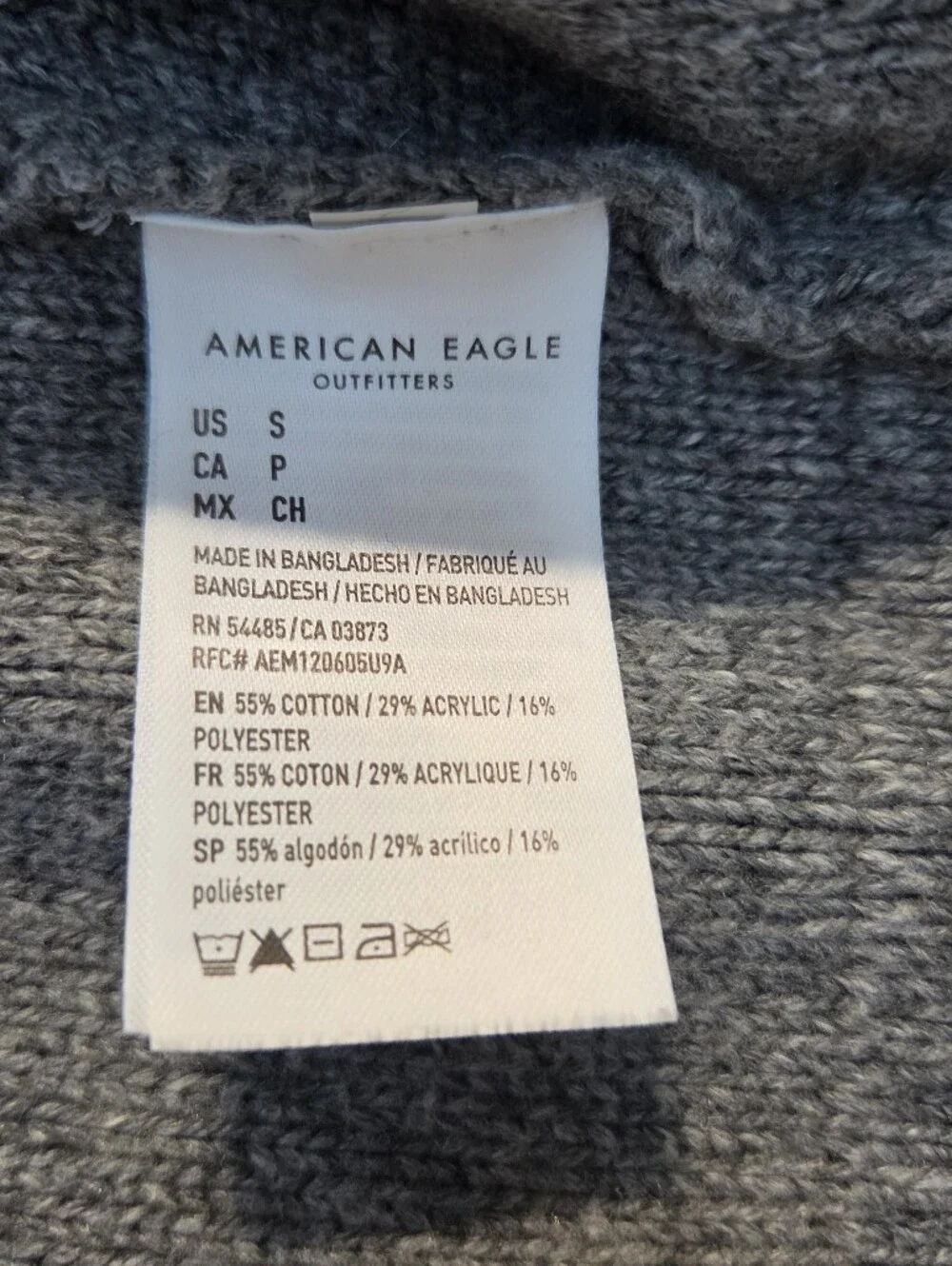 American Eagle Outfitters Gray Crewneck Hoodie Sweater with Black Stripes